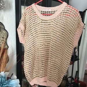 Pink Open-Knit Sweater